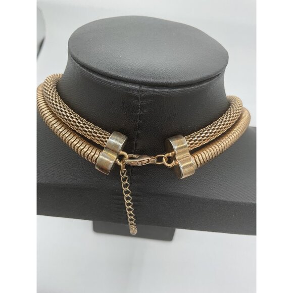 Vintage Gold-Tone Multistrand Snake Chain Necklace With Lobster Claw Closure - Picture 4 of 4